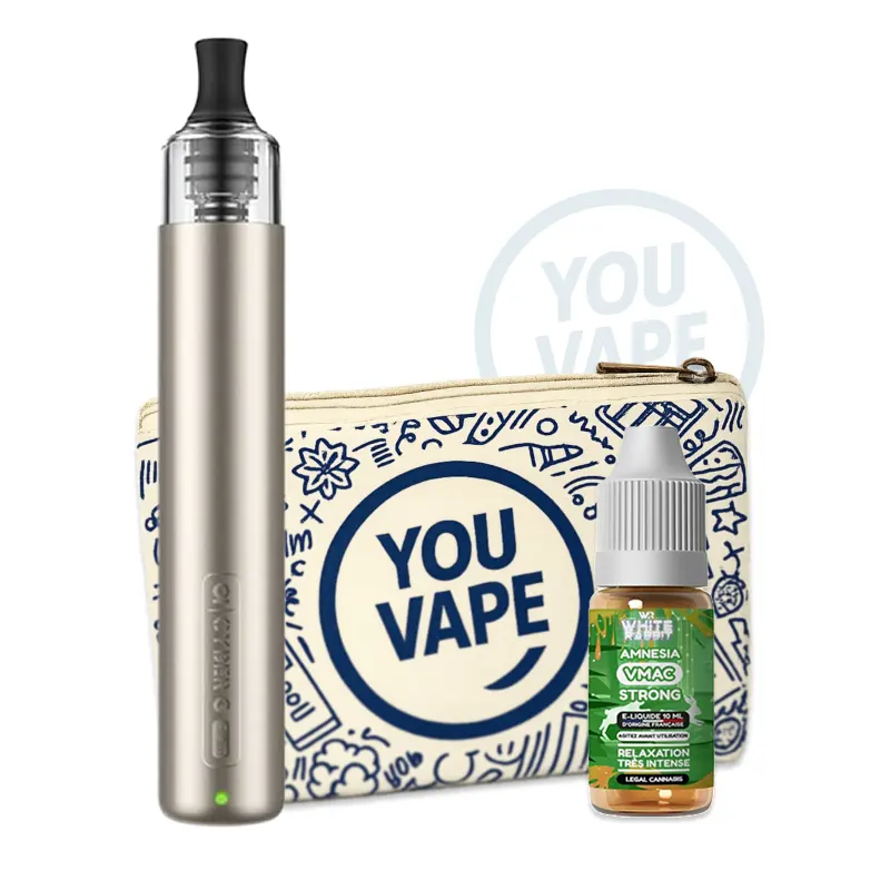 Puff Cyber G Slim DTE champagne + eliquide VMAC CBD Amnesia - YouVape