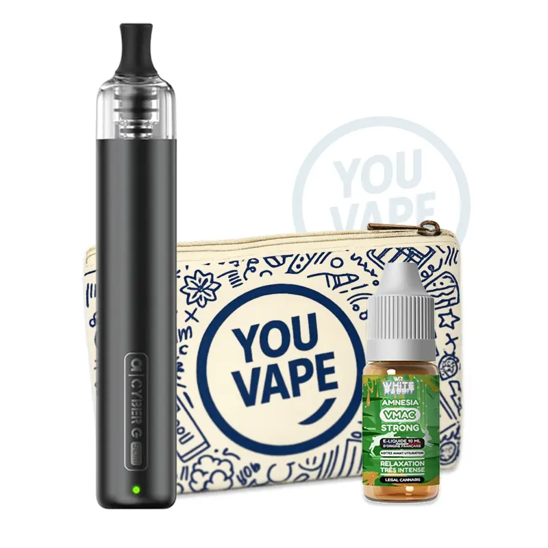 Puff Cyber G Slim DTE noir + eliquide VMAC CBD Amnesia - YouVape