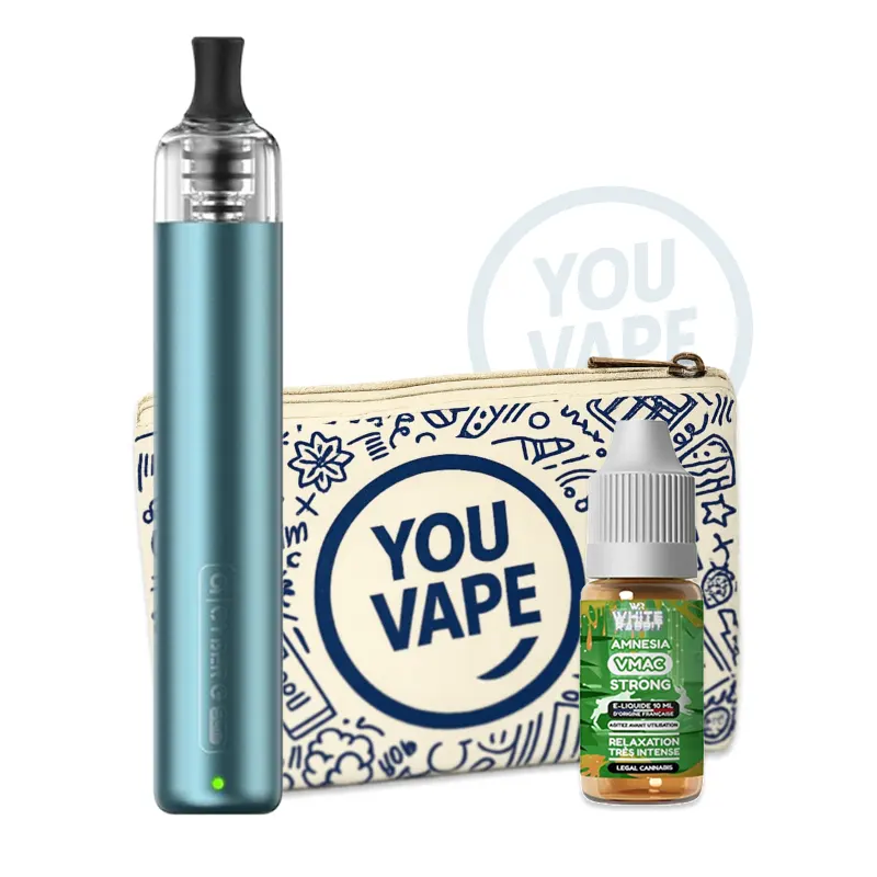 Puff Cyber G Slim DTE bleue + eliquide VMAC CBD Amnesia - YouVape