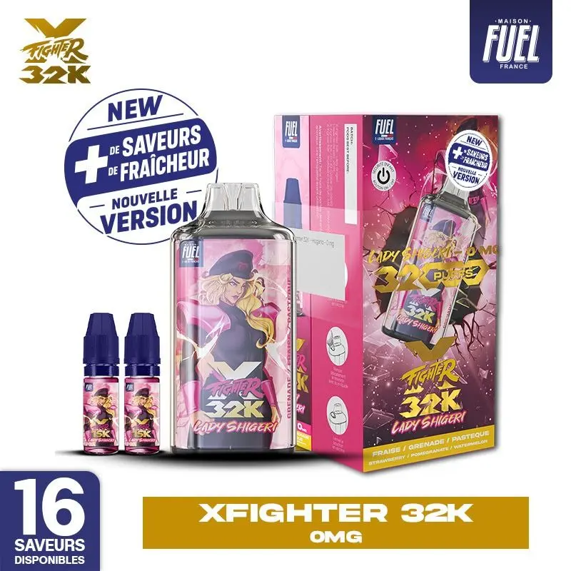 Fruit de la collaboration entre Maison Fuel et Aspire, le X-Fighter 32K revient dans une version V2 améliorée pour une expérience encore plus aboutie. Ses arômes boostés, sa fraîcheur renforcée et son étanchéité optimisée en font une évolution majeure du dispositif.