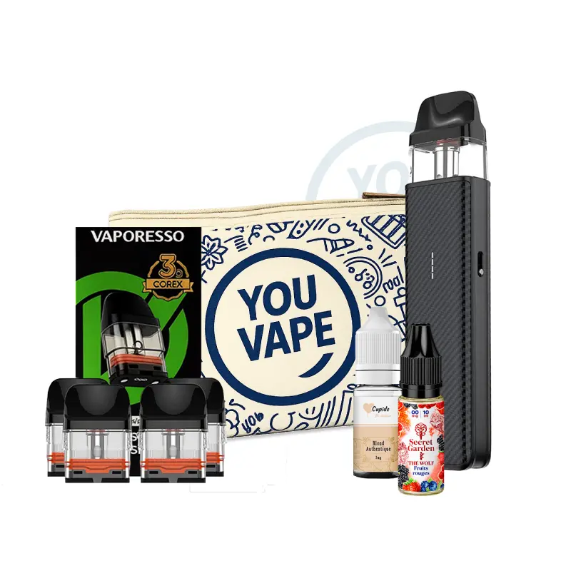 Pack Essentiel Xros 5 mini Vaporesso + Pack de 4 cartouches + 1 eliquide blond authentique + 1 eliquide the wolf - YouVape
