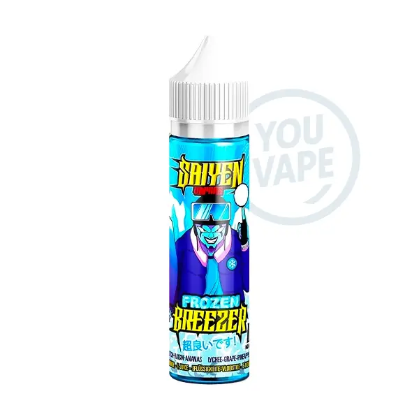 Le e liquide Frozen Breezer 50ml de la gamme Saiyen par Swoke est une saveur de fruit du dragon, litchi, raisin et ananas mentholé.