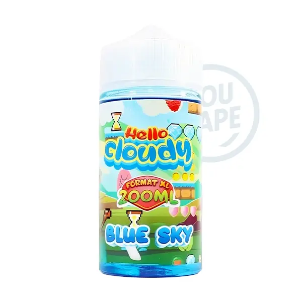 Le e-liquide Blue Sky 200ml de Hello Cloudy est une saveur de bubble gum aux fruits rouges mentholé. PG/VG 50/50