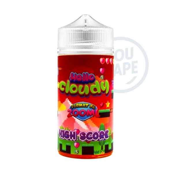 Le e-liquide High Score 200ml de Hello Cloudy est une saveur de fraise, raisin et ananas mentholé.