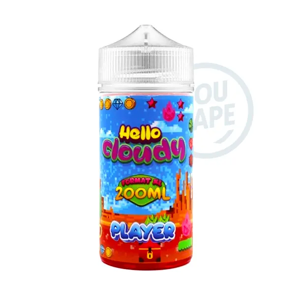 E-liquide Player 200ml de Hello Cloudy est une saveur de pastèque, framboise et fruit du dragon. 50/50 PG/VG.