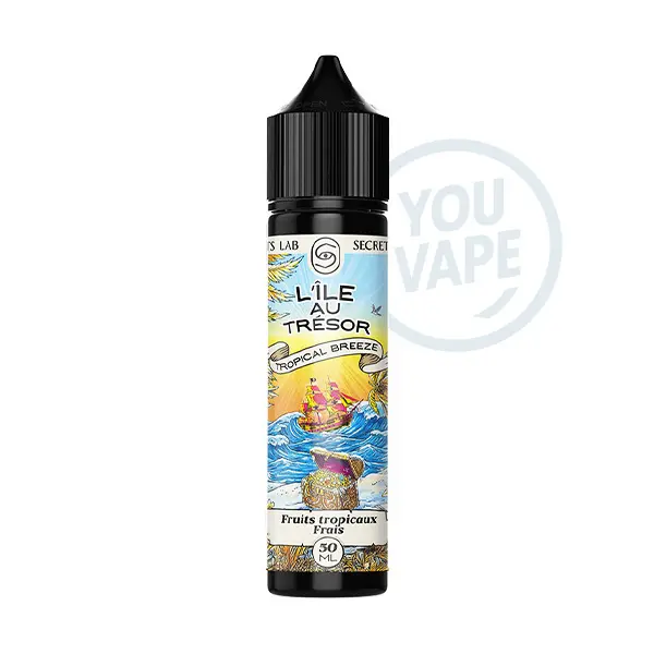Le e liquide Tropical Breeze 50ml de la gamme L'Île au Trésor de Secret's Lab vous propose une saveur de fruits tropicaux bien frais.