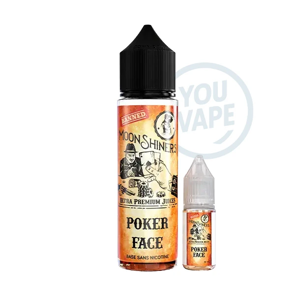 Le e liquide Poker Face 60ml de Moonshiners est une saveur mêlant de la noix de coco, des amandes grillées, du sucre brun et de la vanille.
