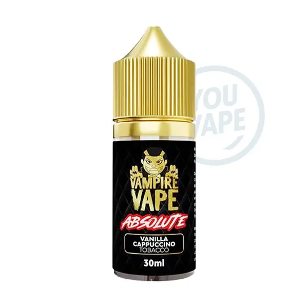 L'arôme concentré Vanilla Cappuccino Tobacco de la gamme Absolute par Vampire Vape combine une saveur de café cappuccino avec de la vanille et une pointe de classic blond.
