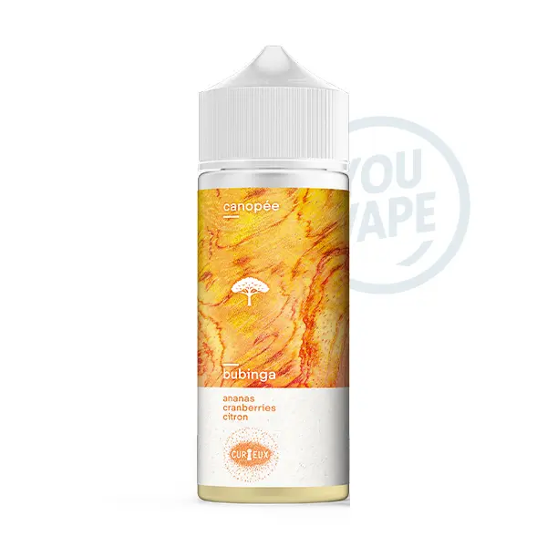 Le e liquide Bubinga 100ml, de la gamme Canopée, par Curieux est une saveur d'ananas, de cranberries et de citron avec une belle fraîcheur.