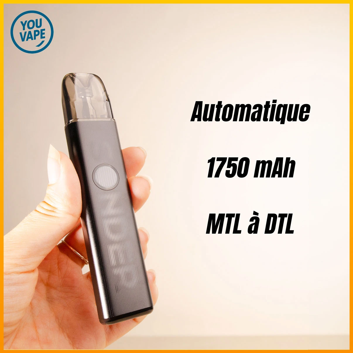 Le pod Sender Q3 de Geekvape dans la main d'une vapoteuse