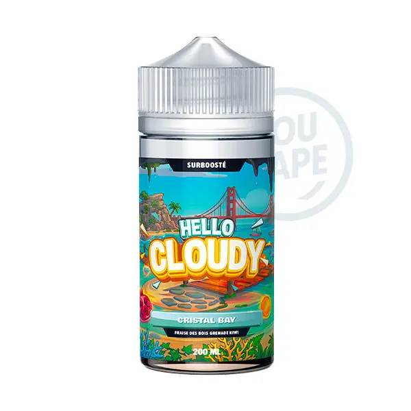 Le e-liquide Cristal Bay 200ml de Hello Cloudy est une saveur fruitée avec des fraises des bois, de la grenade et du kiwi.