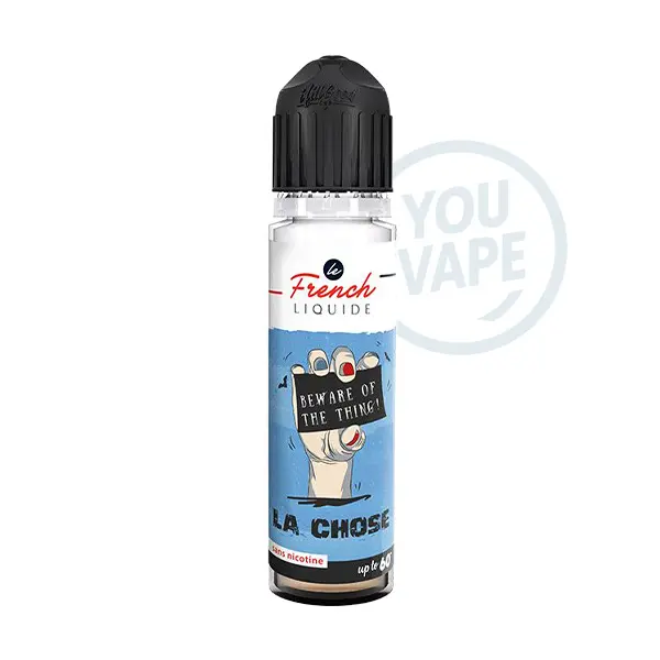 Le e liquide La Chose 50ml de French Liquide propose des saveurs gourmandes de caramel au beurre salé, vanille, café, noisette et noix de pécan.
