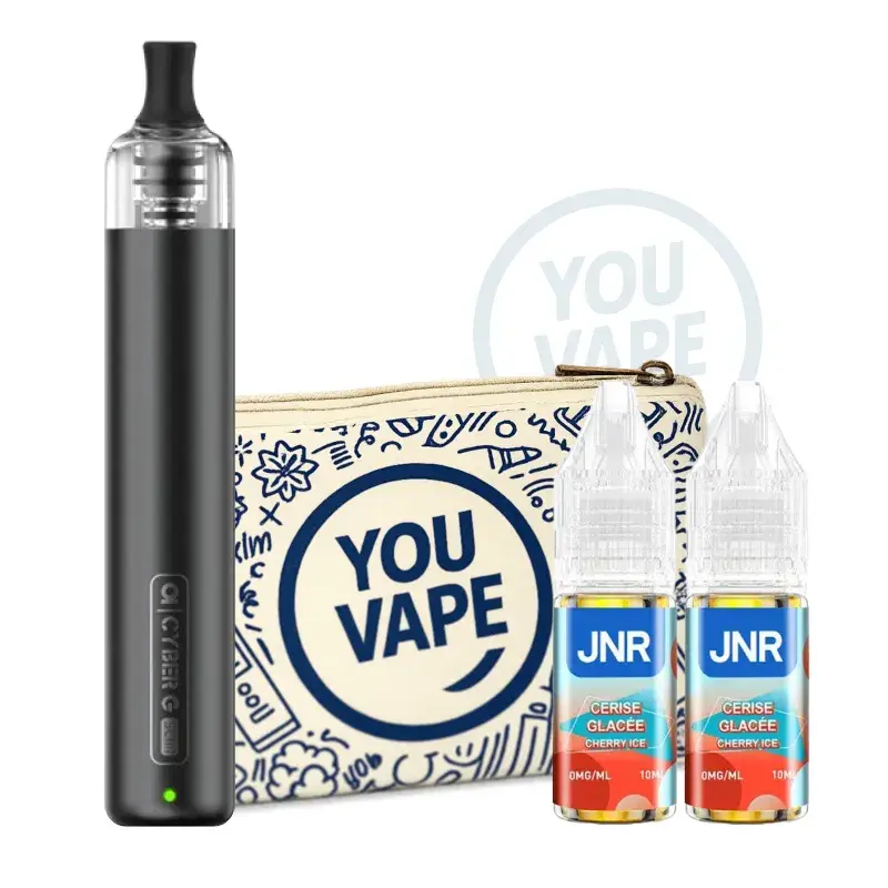Puff Cyber G Slim DTE noire + eliquide JNR Sans nicotine - YouVape