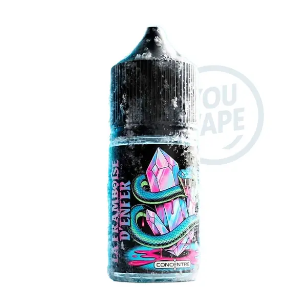 Le concentré La Framboise d'Enfer 30ml par Vape 47 associe des arômes de framboise acidulée, de fraise des bois et de citron à une fraîcheur prononcée