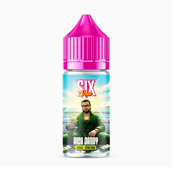 L'arôme concentré Rich Daddy 30ml de Six Vape propose des saveurs d'ananas et de citron frais.